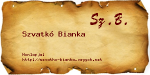 Szvatkó Bianka névjegykártya